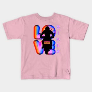 BIKER AND BEST RAINBOW CAT MOM MOTORCYCLE RIDER Kids T-Shirt